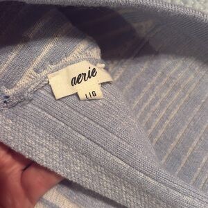 Aerie Light Blue Striped Knit Top